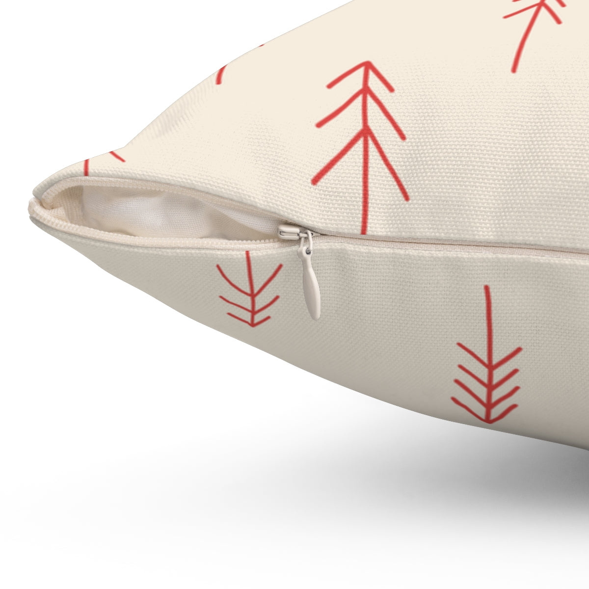 Polyester Square Holiday Pillowcase - Red Evergreen