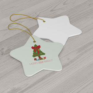 Ceramic Holiday Ornament - Merry & Bright