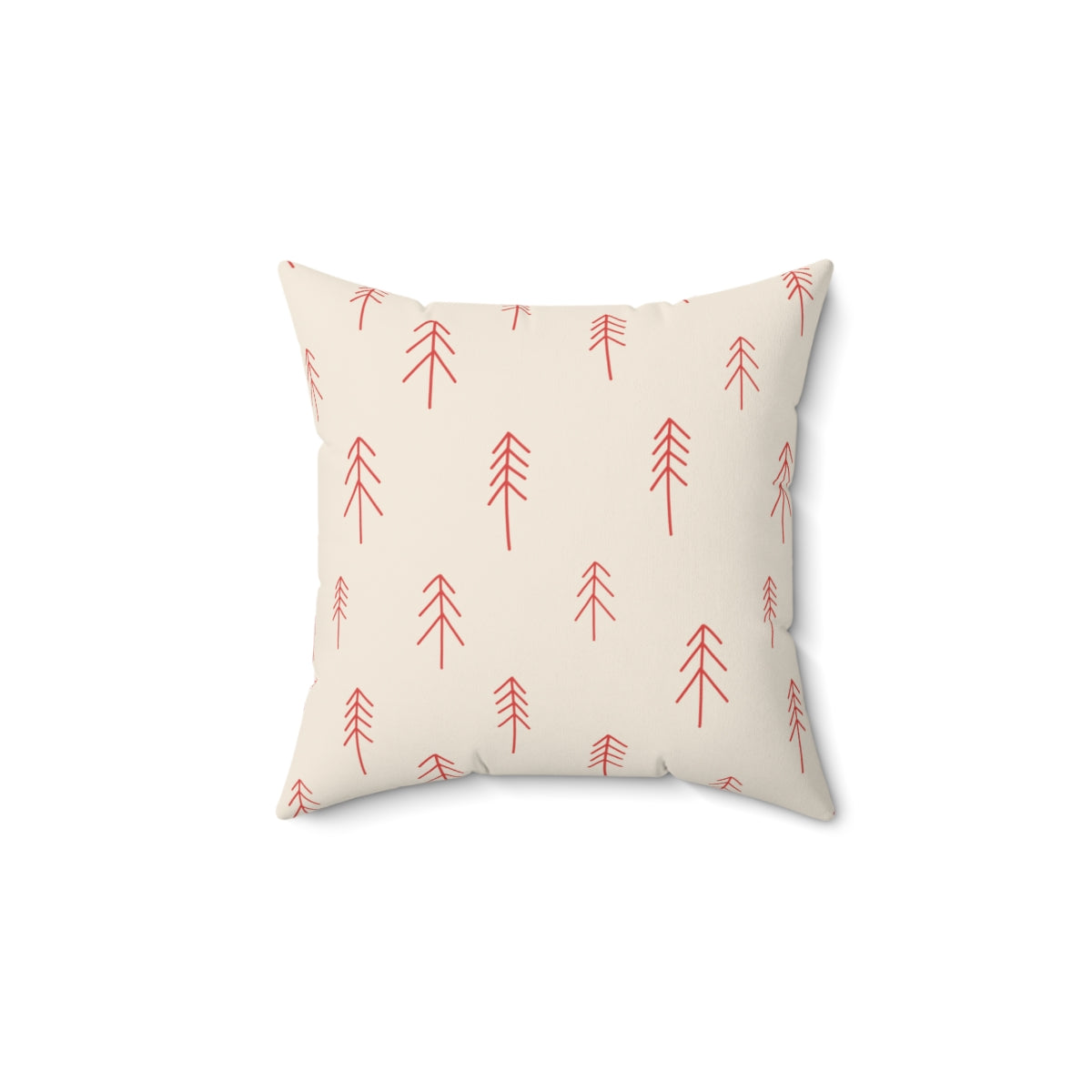 Polyester Square Holiday Pillowcase - Red Evergreen