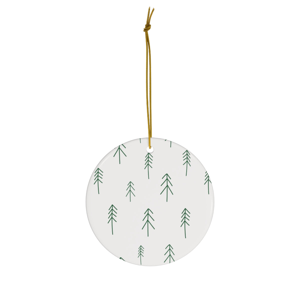 White Ceramic Holiday Ornament - Evergreens