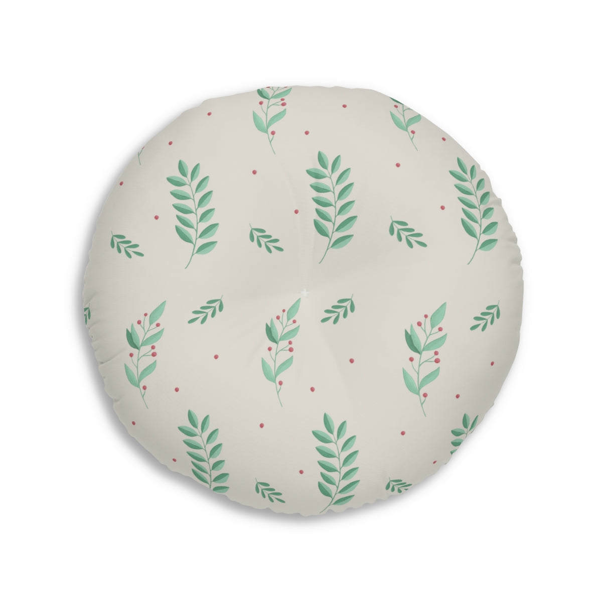 Round Tufted Holiday Floor Pillow - Large Holly