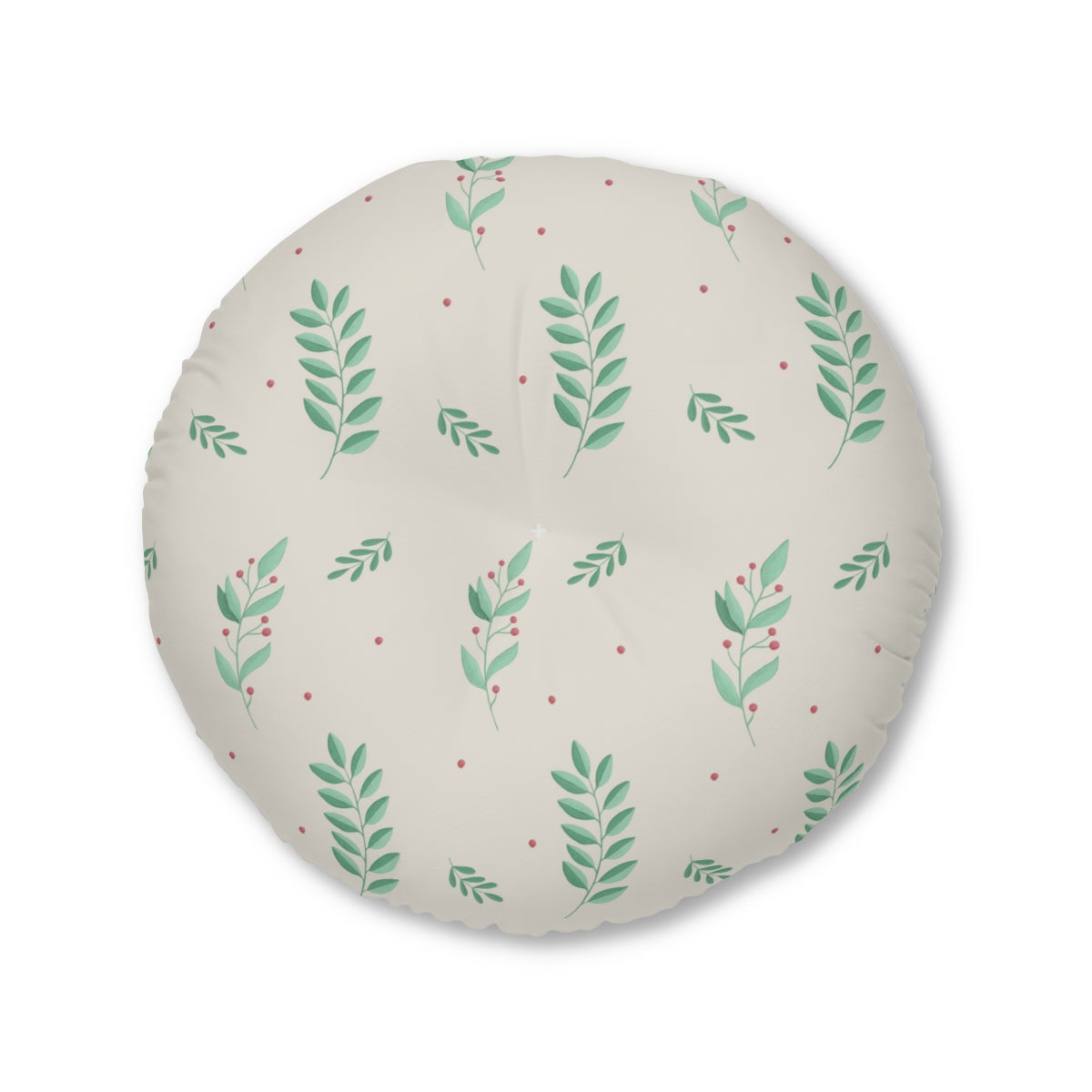 Round Tufted Holiday Floor Pillow - Large Holly