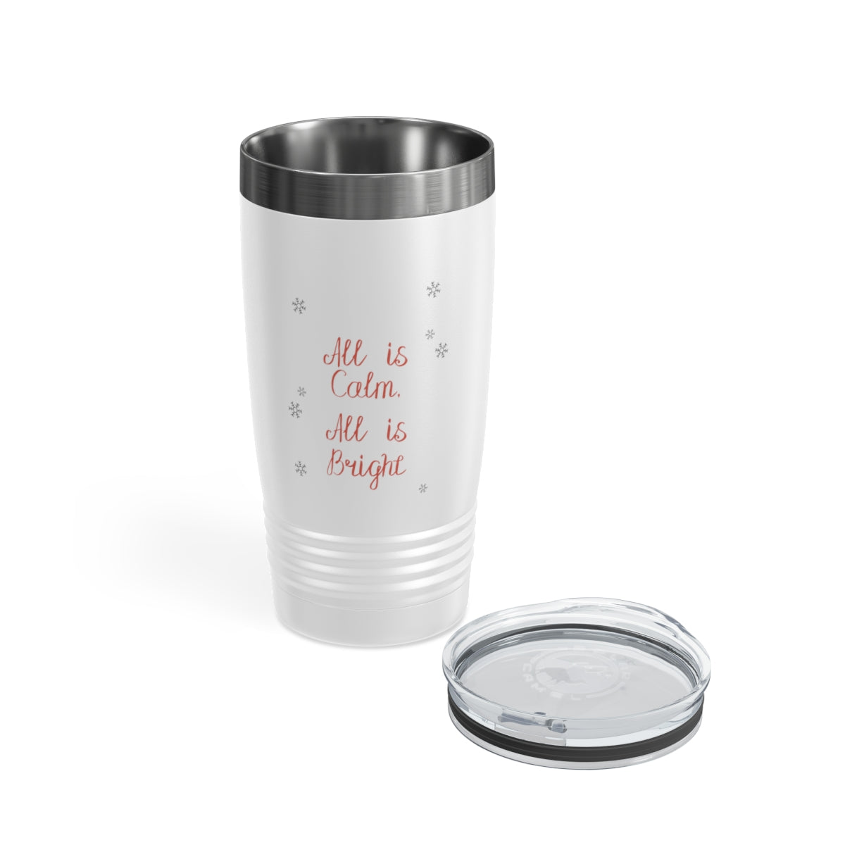 20oz White Ringneck Holiday Tumbler - All is Calm. All is Bright