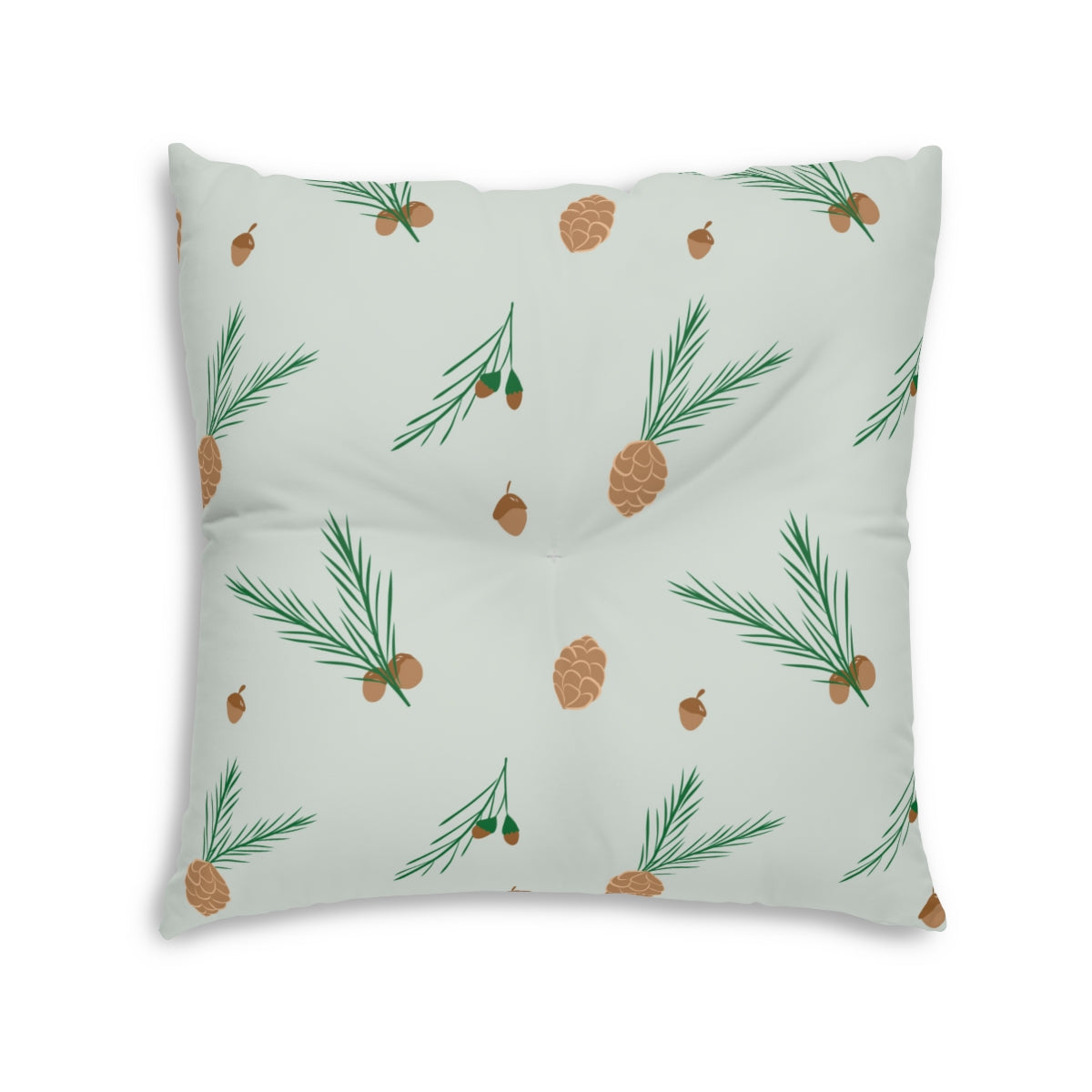 Square Tufted Holiday Floor Pillow - Pinecones