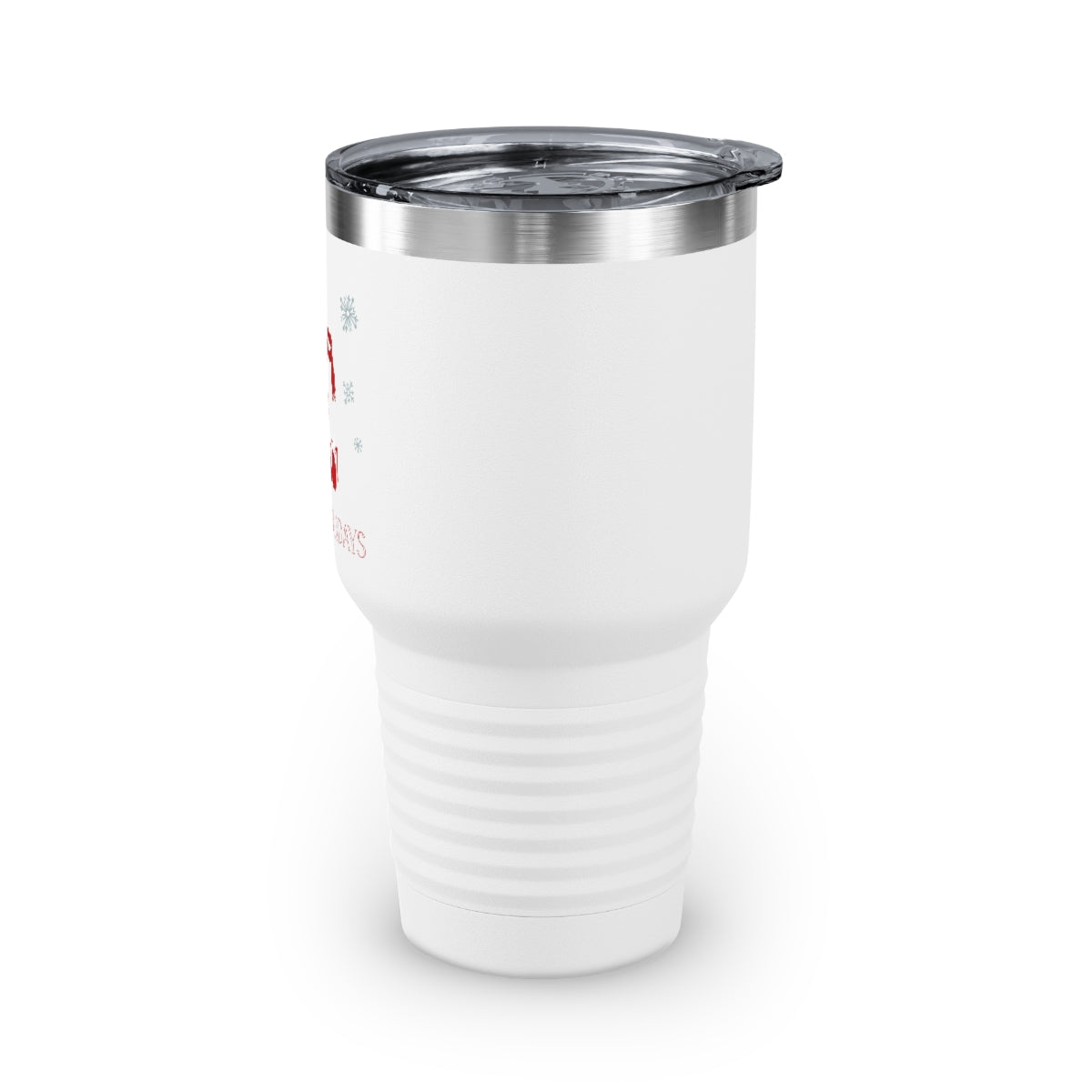 30oz White Ringneck Holiday Tumbler - Red Happy Holidays