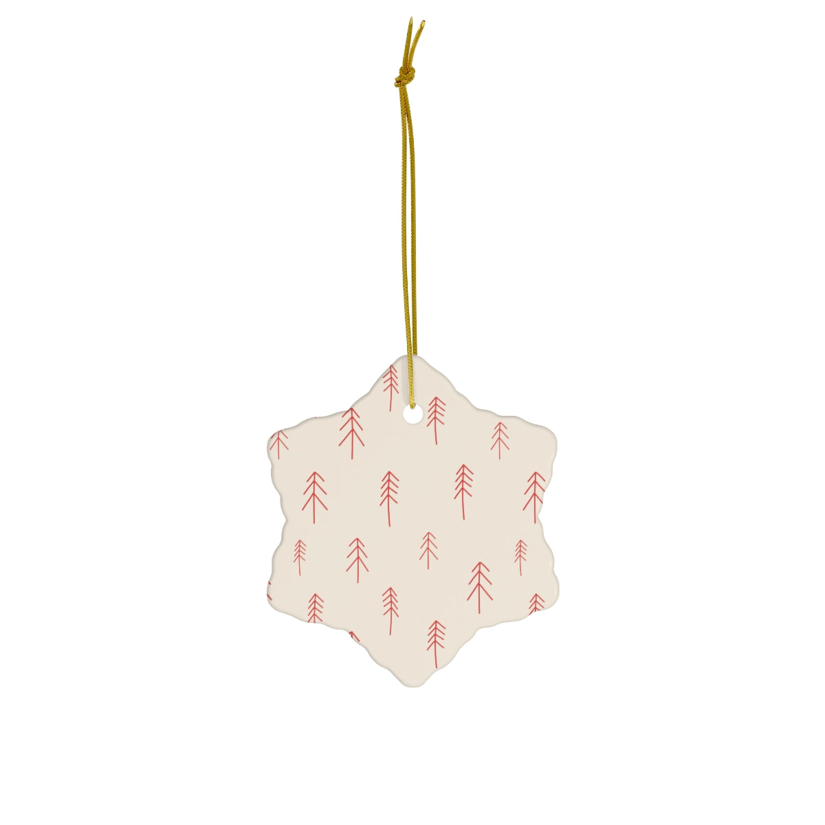 Ceramic Holiday Ornament - Red Evergreens