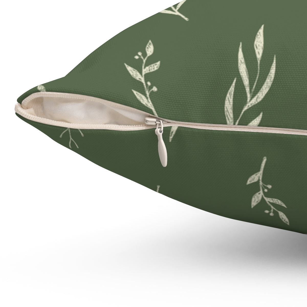 Green Polyester Square Holiday Pillowcase - Garland