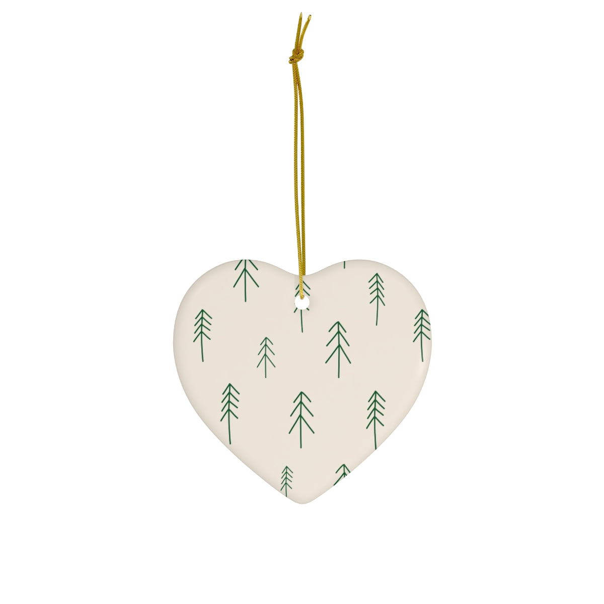 Beige Ceramic Holiday Ornament - Evergreens