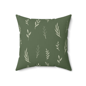 Green Polyester Square Holiday Pillowcase - Garland