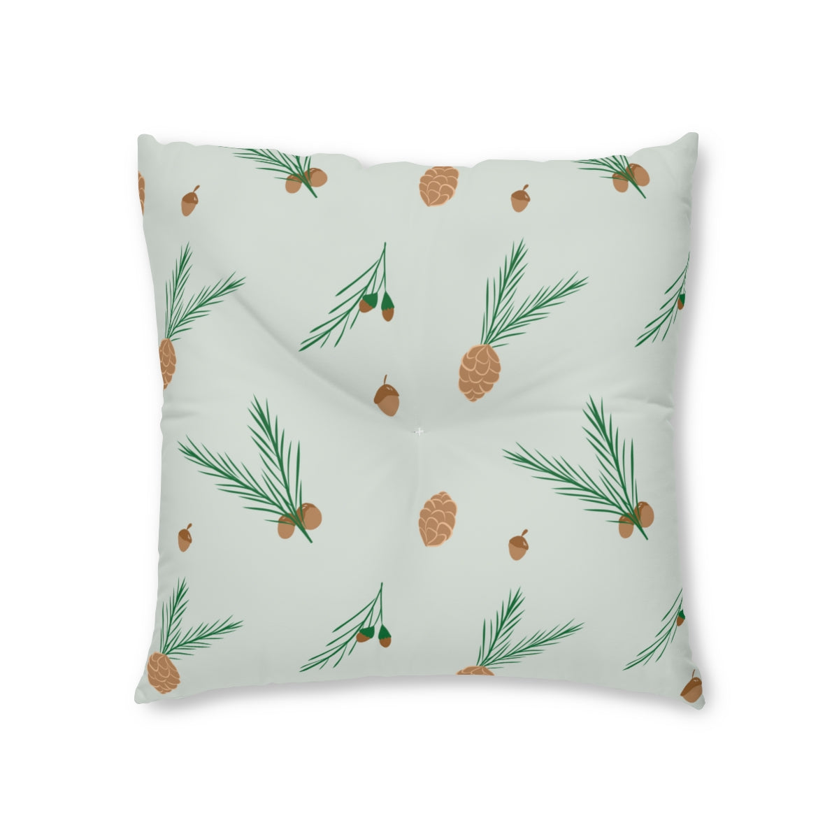 Square Tufted Holiday Floor Pillow - Pinecones