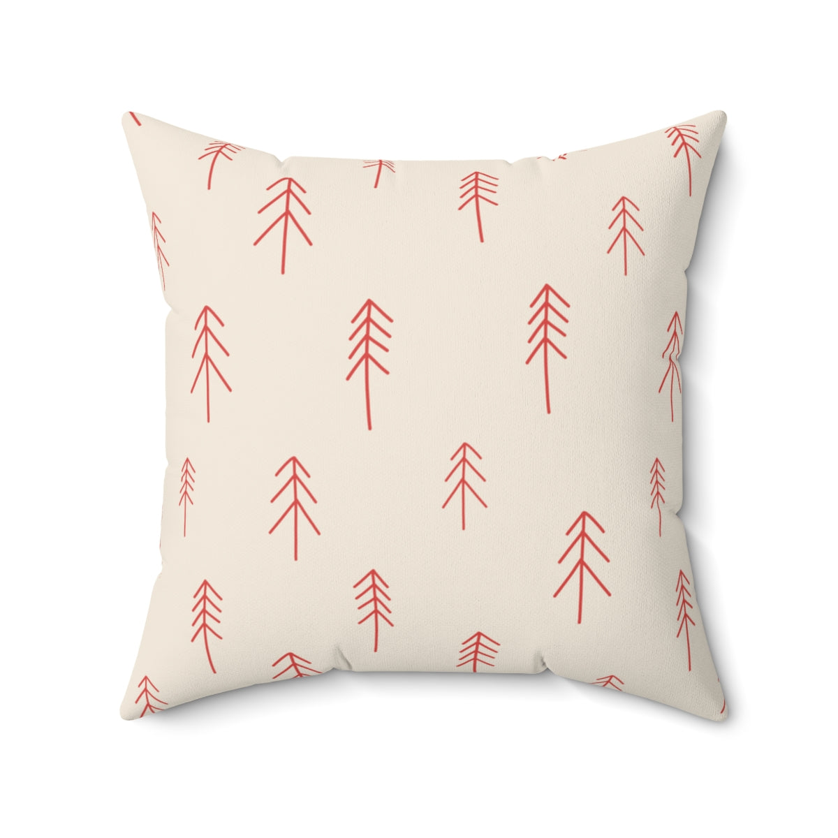 Polyester Square Holiday Pillowcase - Red Evergreen