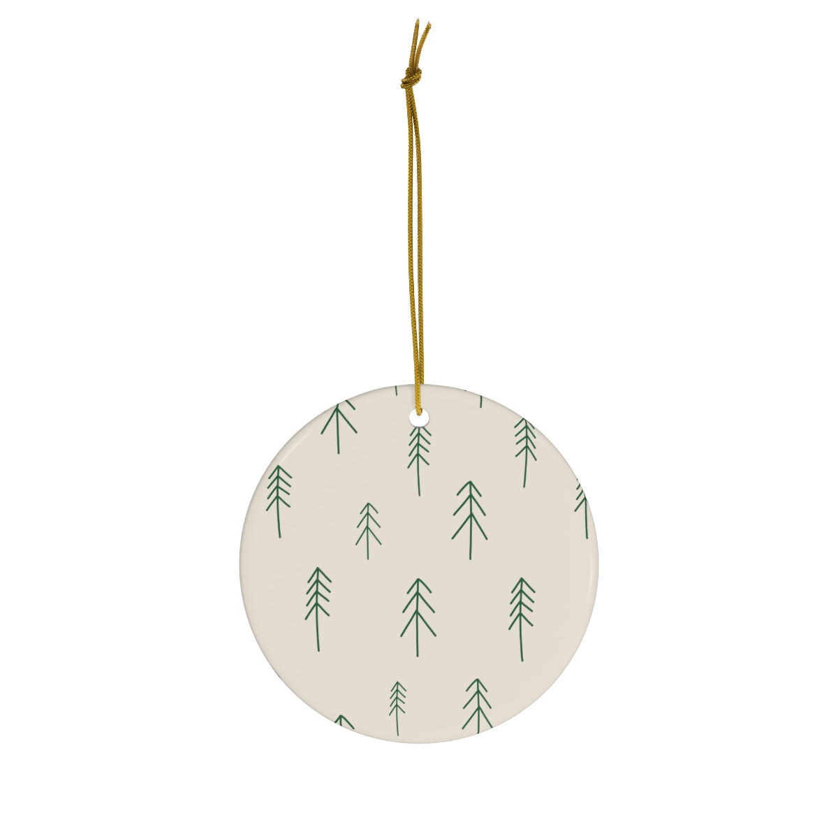 Beige Ceramic Holiday Ornament - Evergreens