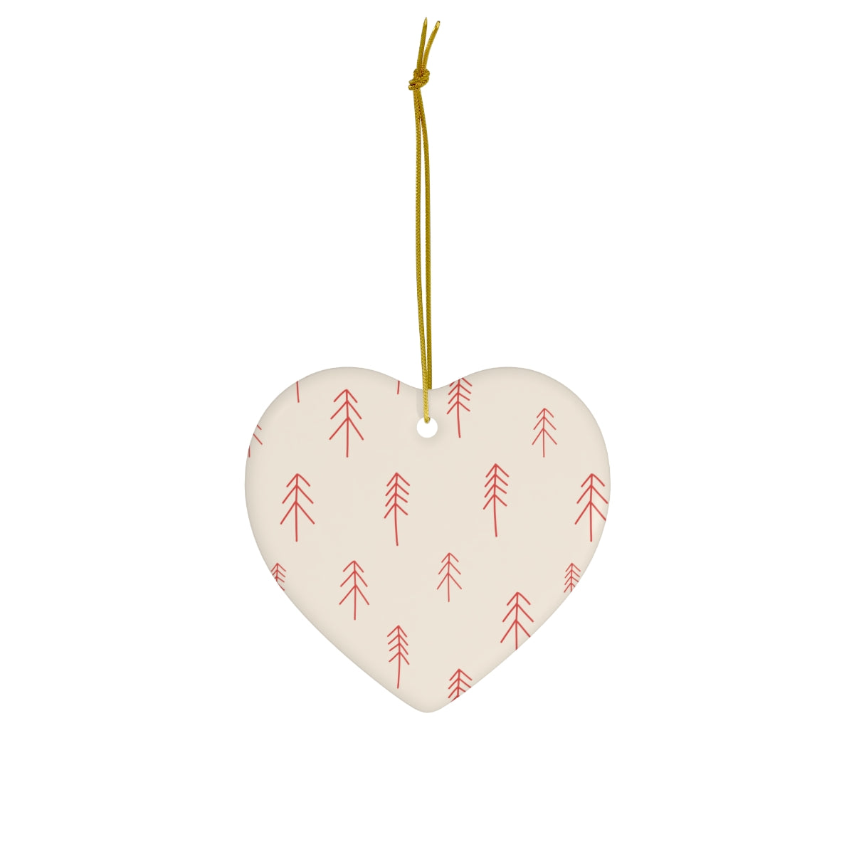 Ceramic Holiday Ornament - Red Evergreens