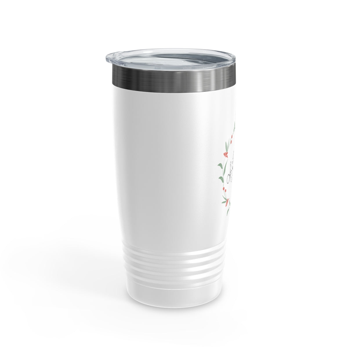 20oz White Ringneck Holiday Tumbler - Colorful Wreath