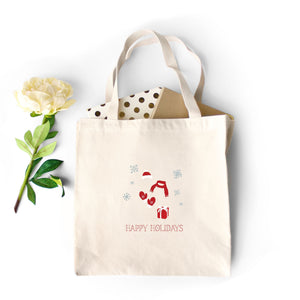 Heavy Cotton Tote Bag - Red Happy Holidays
