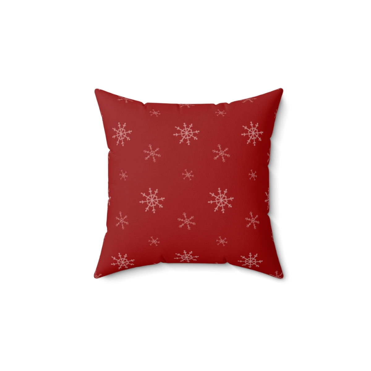 Red Polyester Square Holiday Pillowcase - Snowflakes