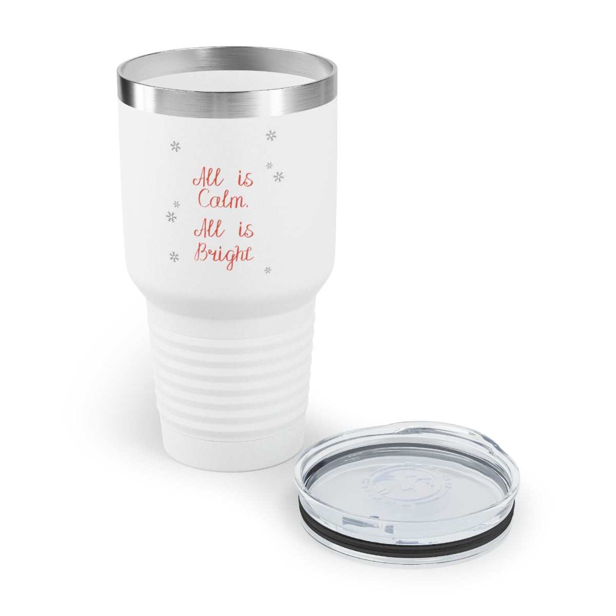 30oz White Ringneck Holiday Tumbler - All is Calm. All is Bright