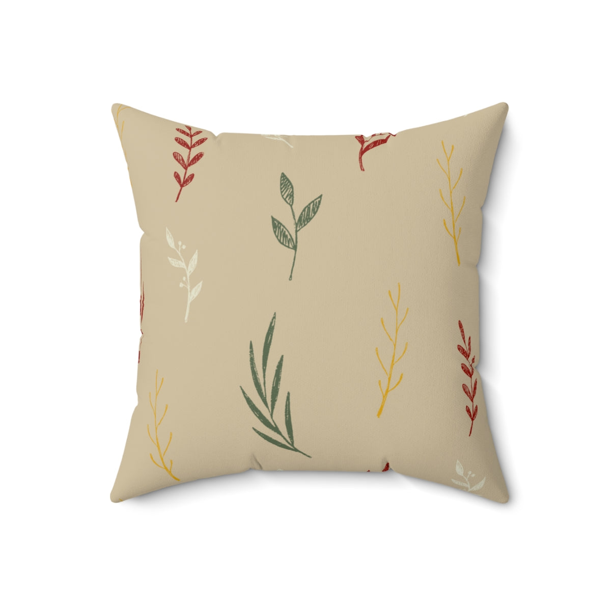 Beige Polyester Square Holiday Pillowcase - Garland