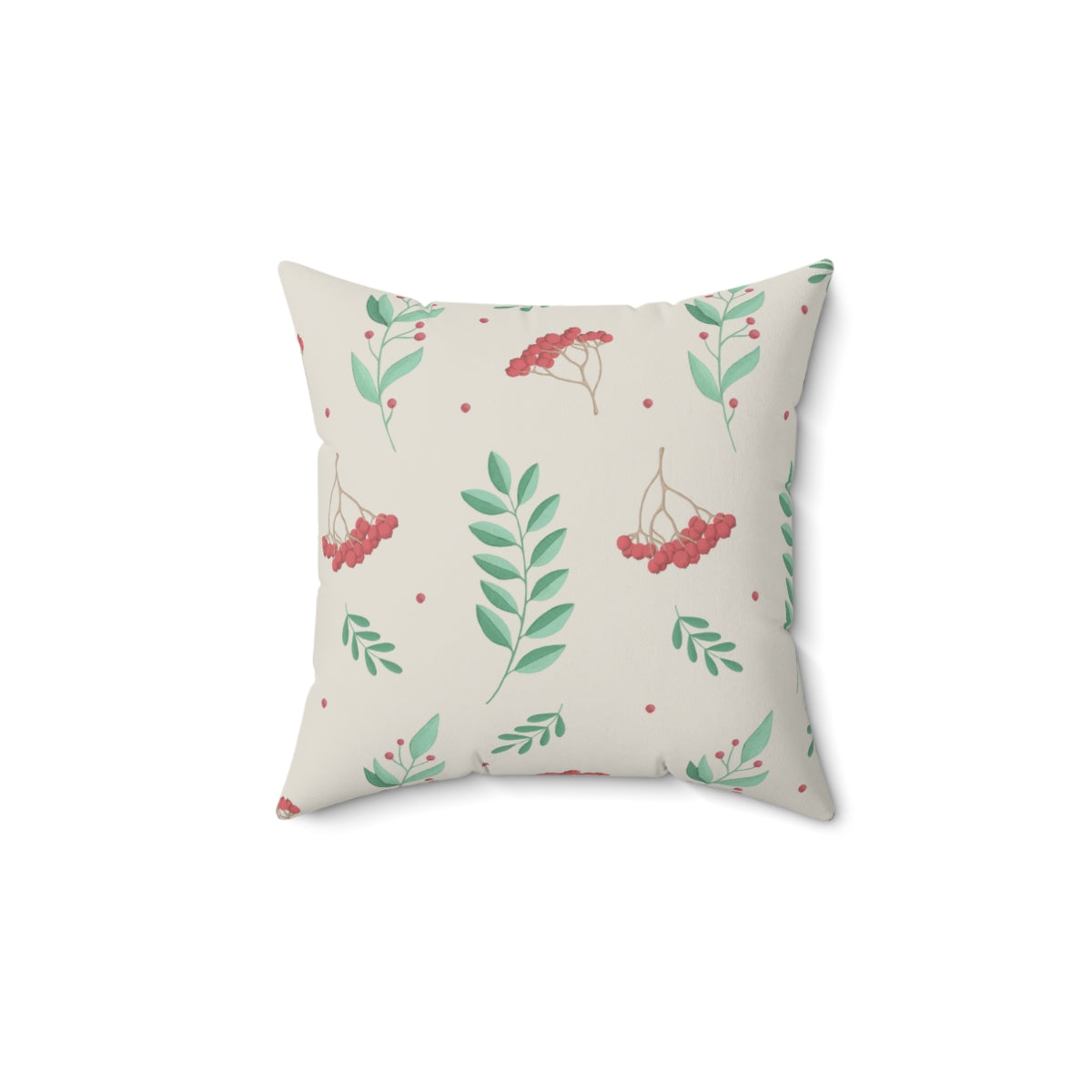 Polyester Square Holiday Pillowcase - Red &amp; Green Holly