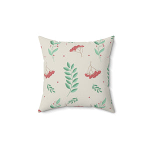 Polyester Square Holiday Pillowcase - Red & Green Holly
