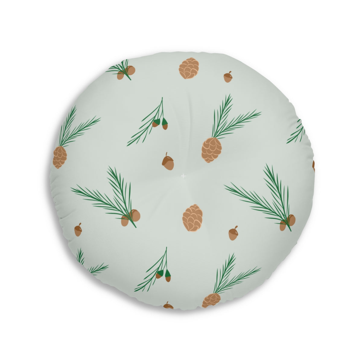 Round Tufted Holiday Floor Pillow - Pinecones