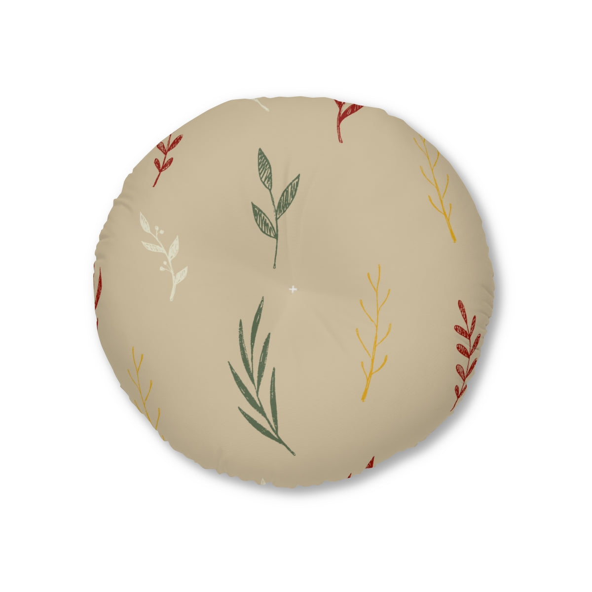 Round Tufted Holiday Floor Pillow - Colorful Garland