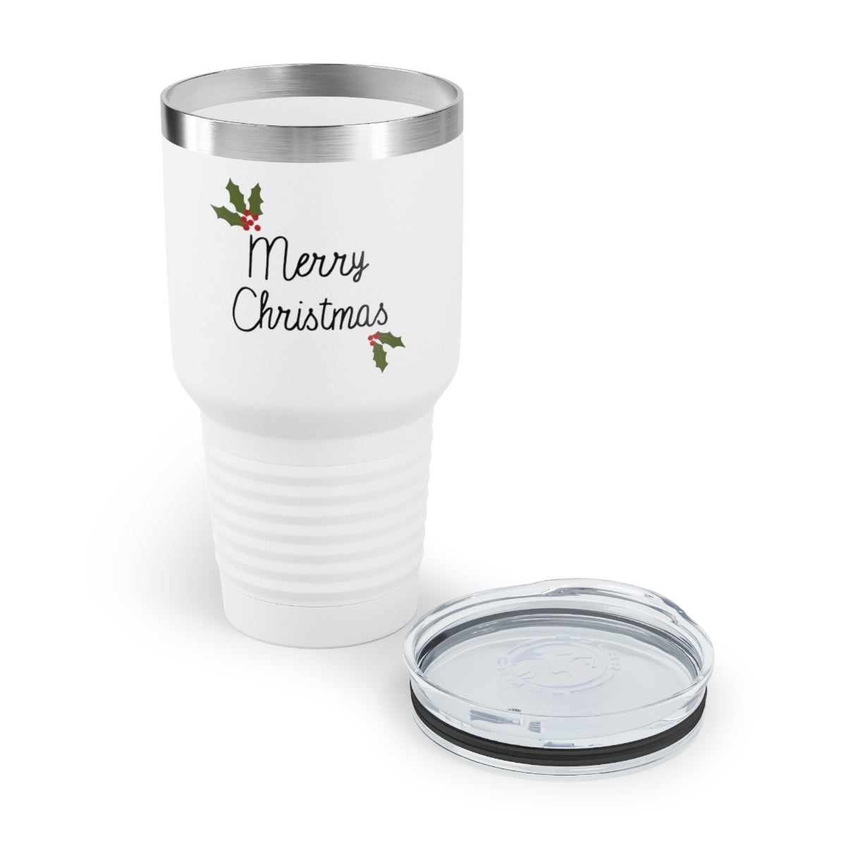 30oz White Ringneck Holiday Tumbler - Holly Merry Christmas
