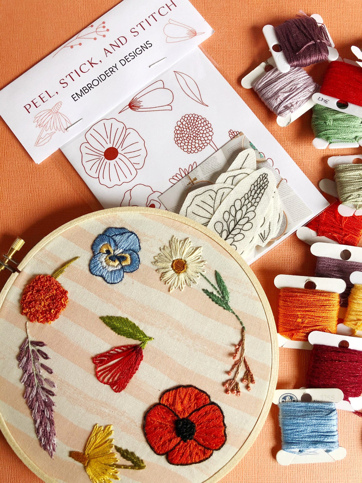 DIY Embroidery Peel Stick and Stitch Wildflower Designs