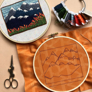 Mountain Landscape with Tulips DIY Embroidery Kit