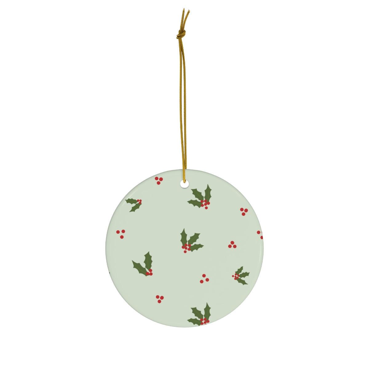 Green Ceramic Holiday Ornament - Holly