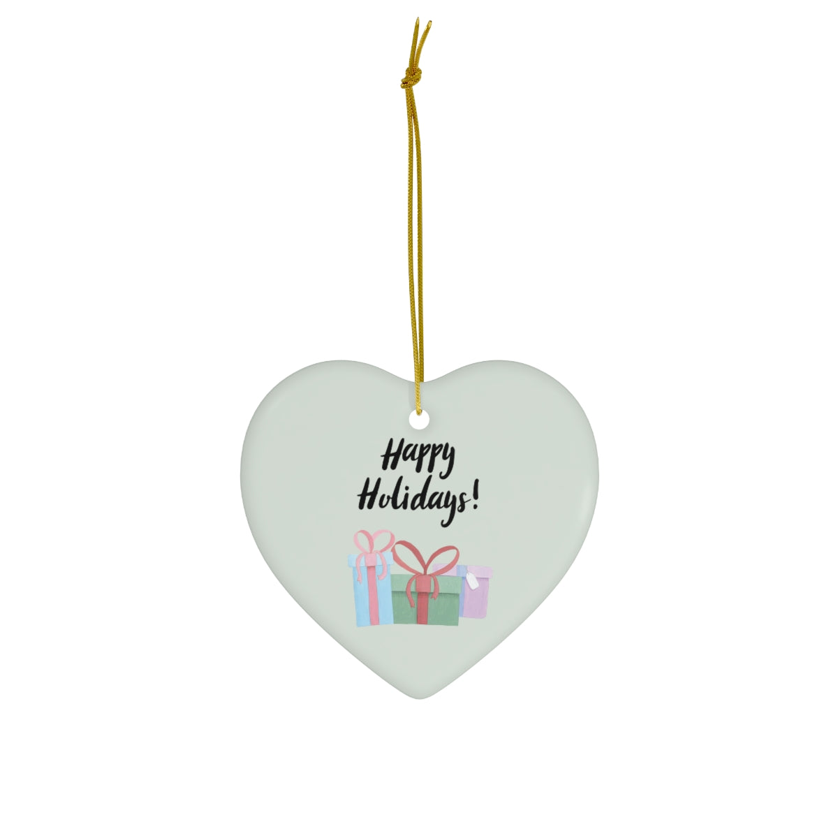 Ceramic Holiday Ornament - Happy Holidays &amp; Presents