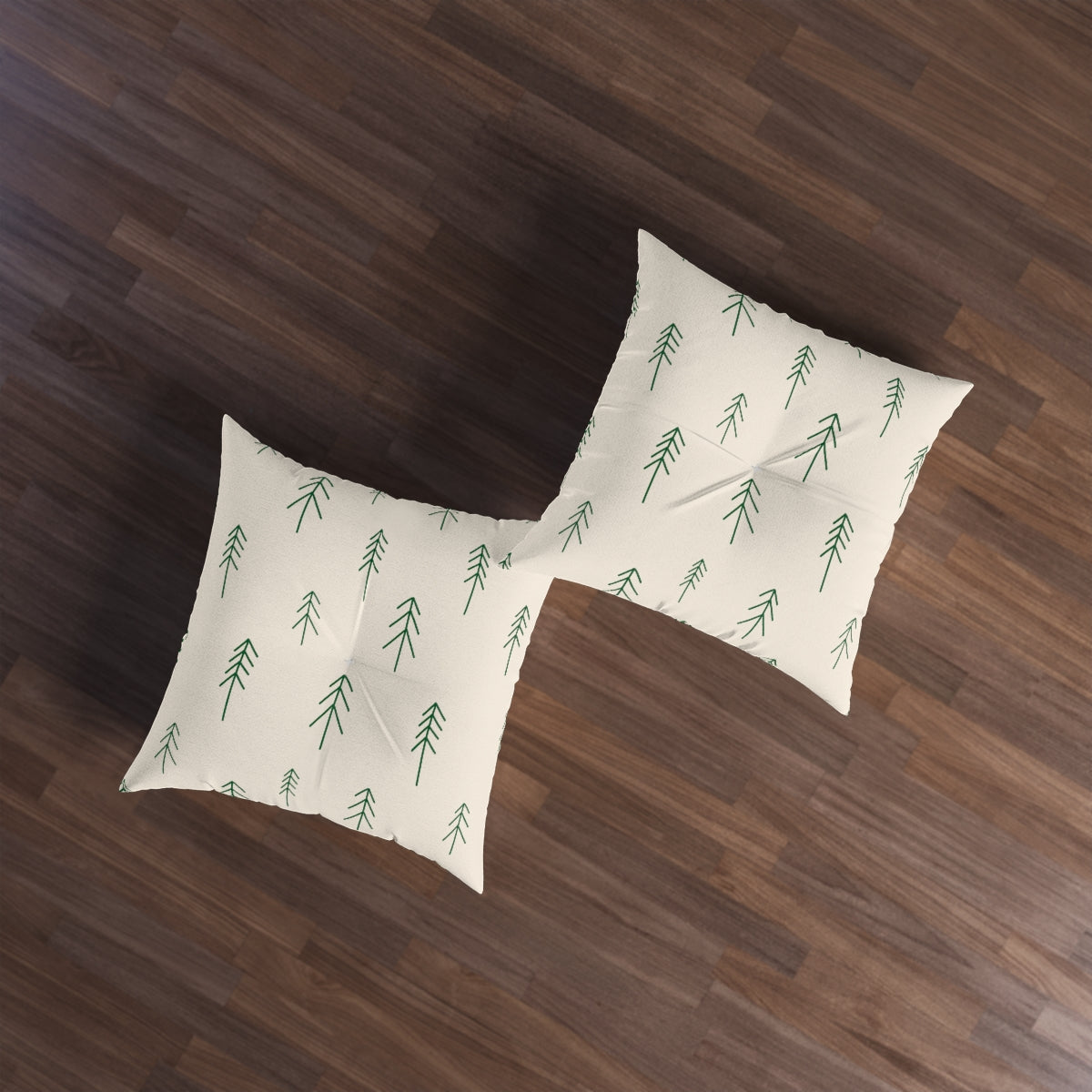 Square Tufted Holiday Floor Pillow - Evergreen