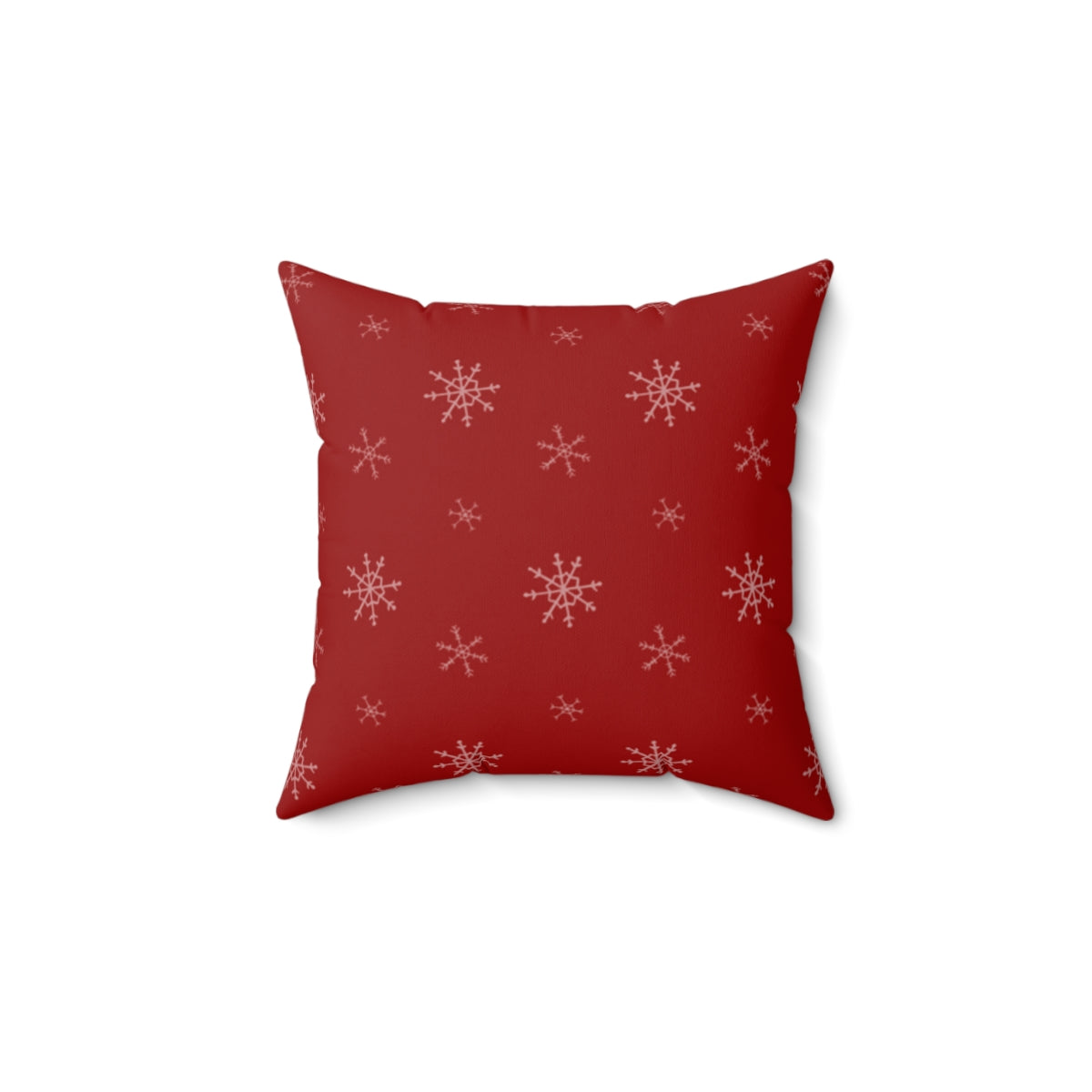 Red Polyester Square Holiday Pillowcase - Snowflakes