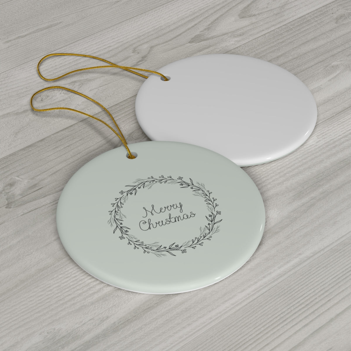 Ceramic Holiday Ornament - Black Wreath