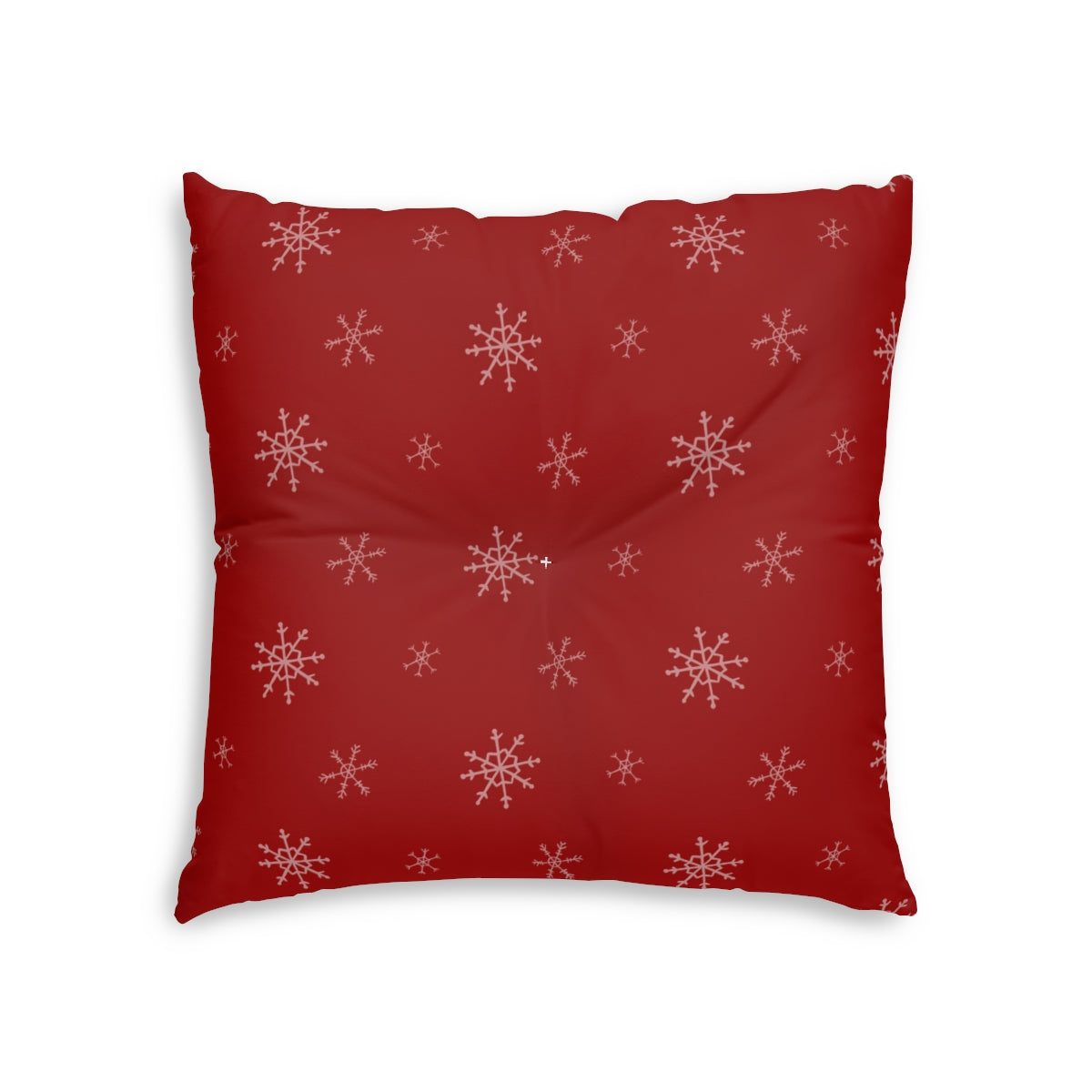 Red Square Tufted Holiday Floor Pillow - Snowflakes