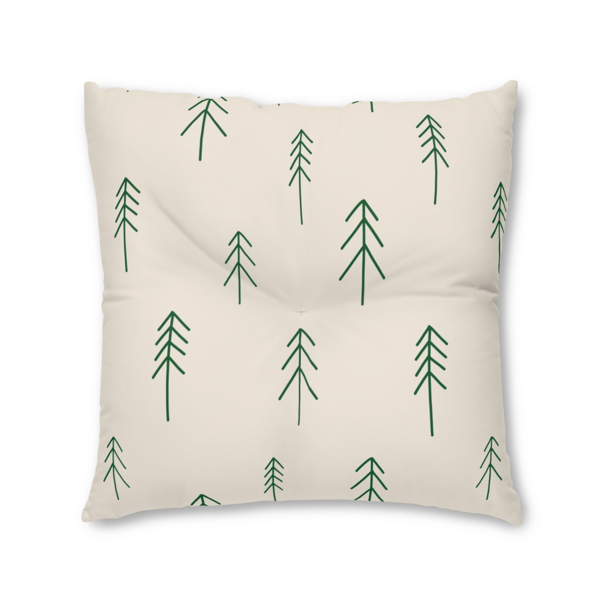 Square Tufted Holiday Floor Pillow - Evergreen