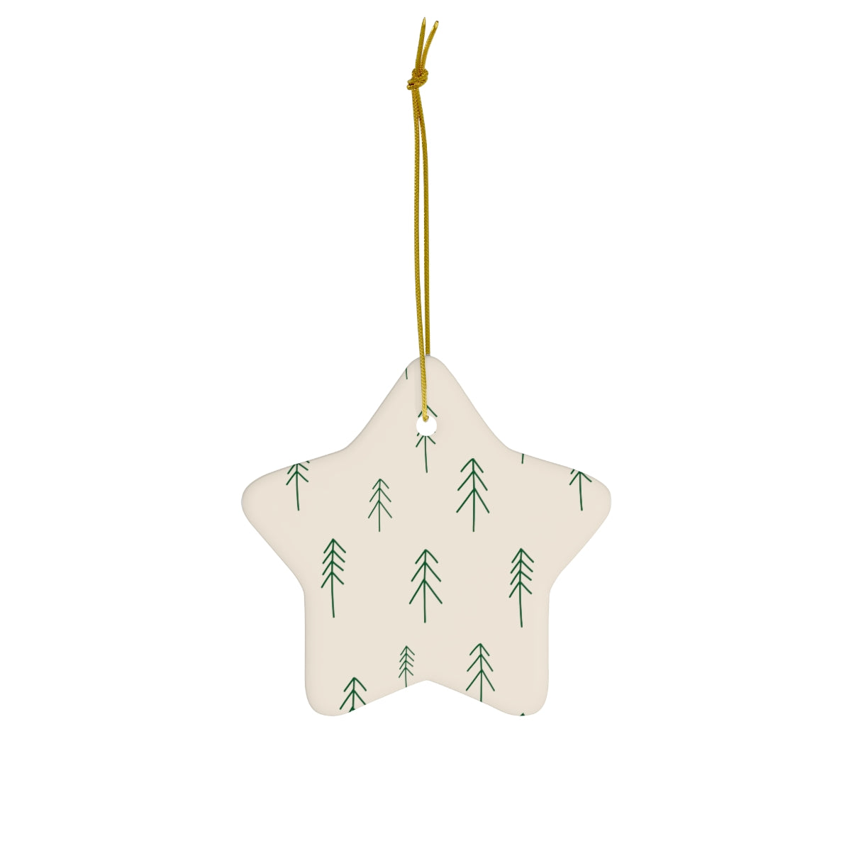 Beige Ceramic Holiday Ornament - Evergreens