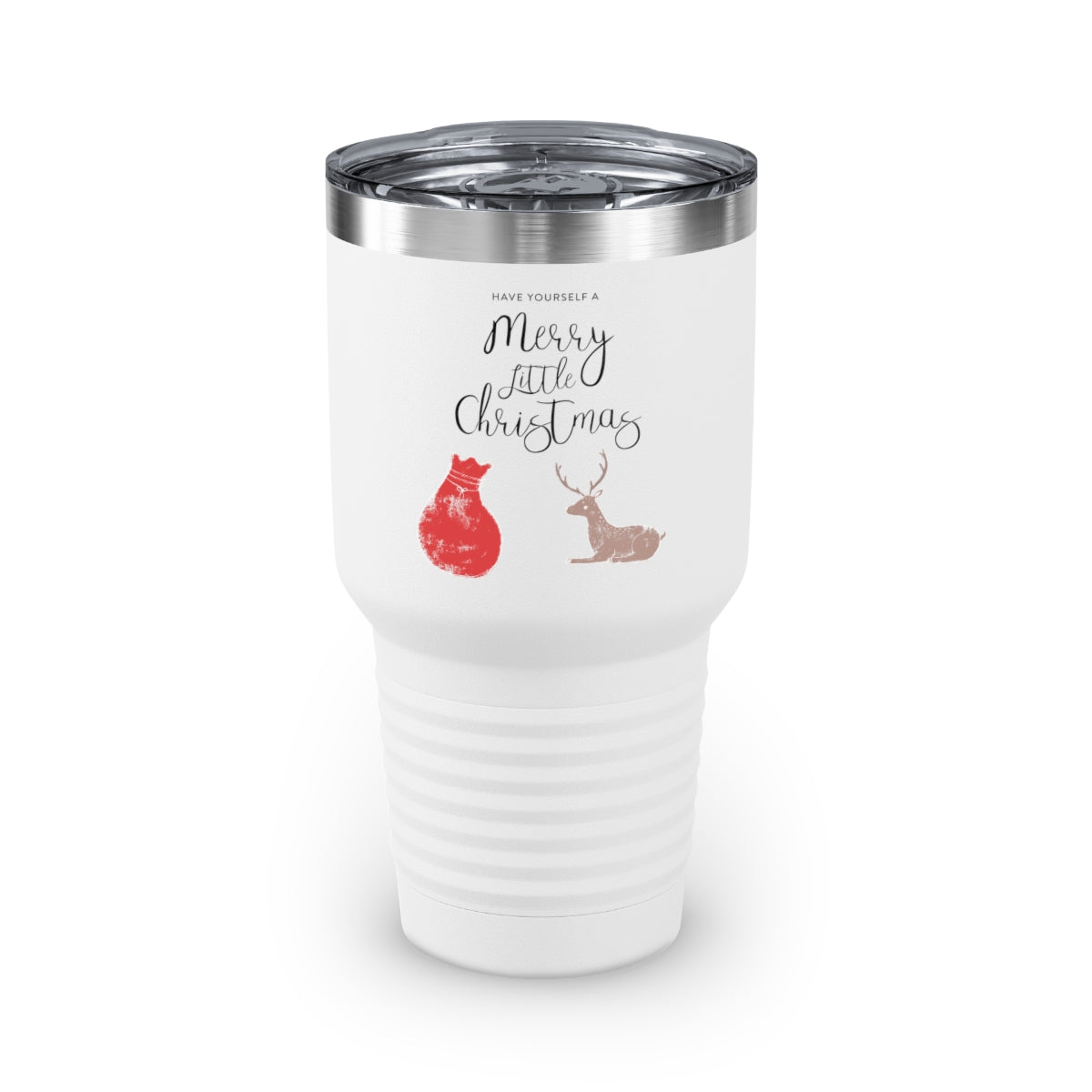 30oz White Ringneck Holiday Tumbler - Merry Little Christmas
