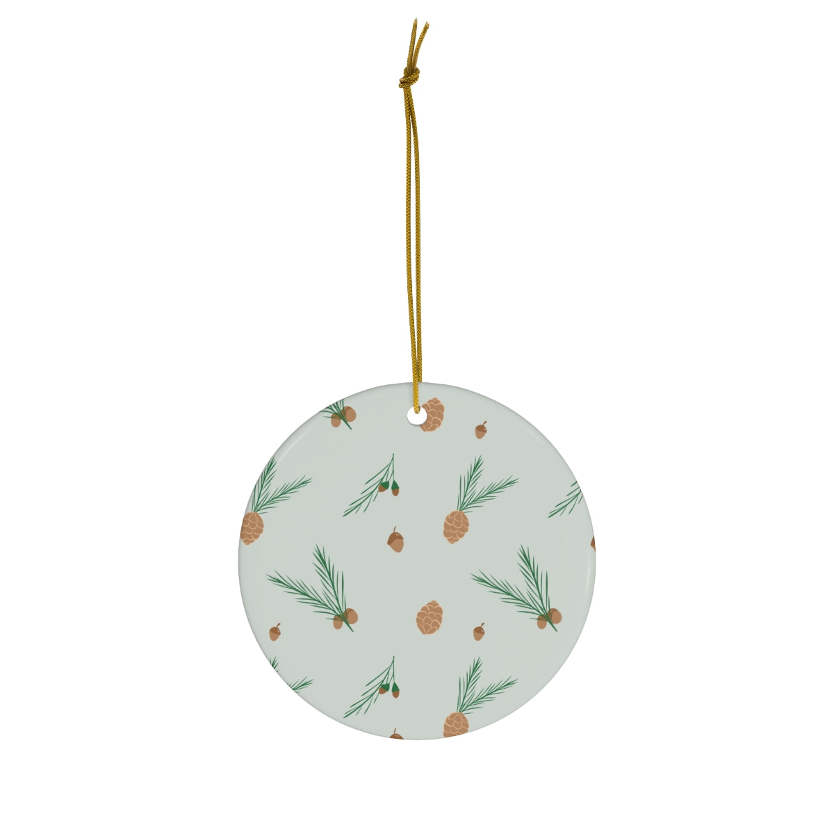 Ceramic Holiday Ornament - Pinecones & Acorns