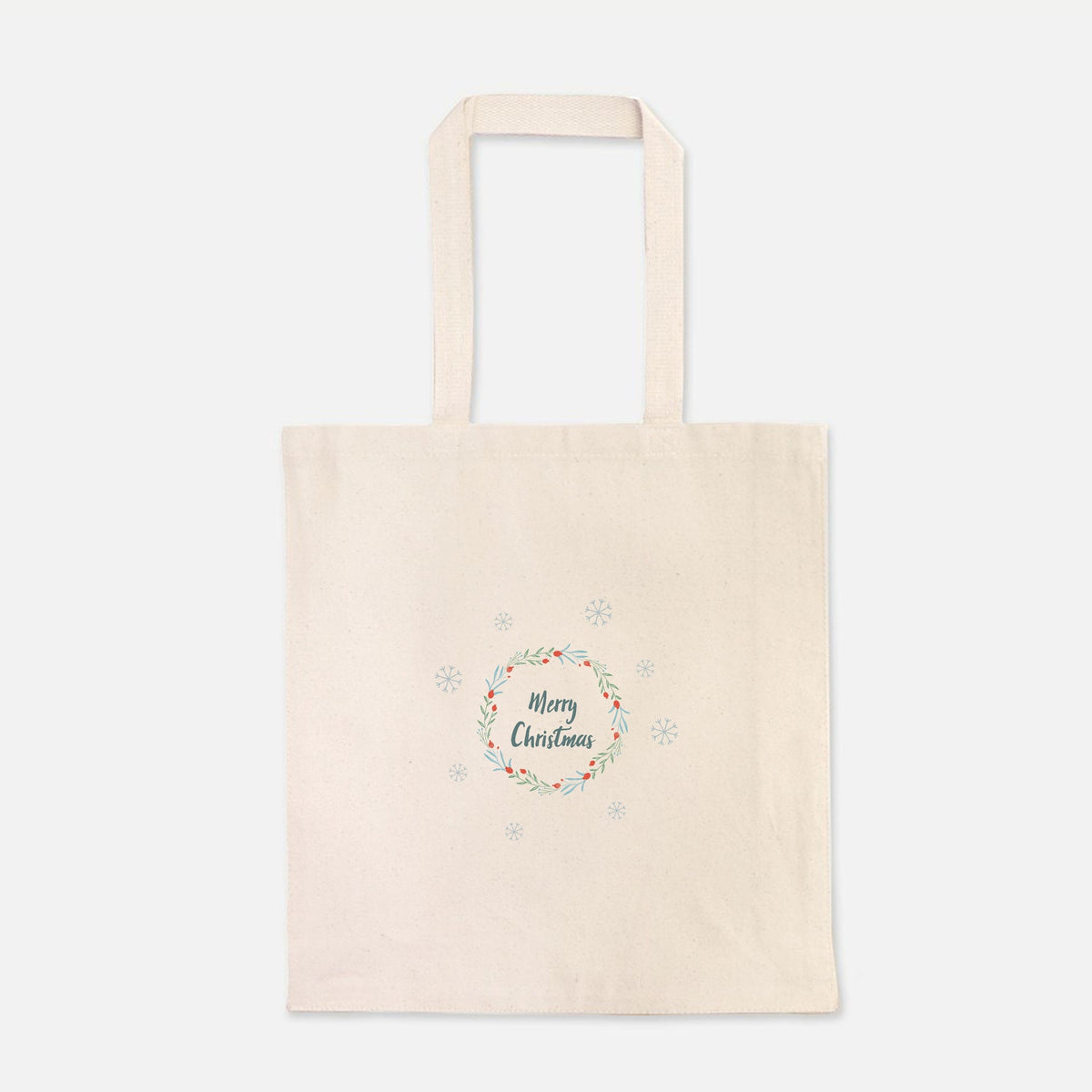 Heavy Cotton Tote Bag – Merry Christmas Wreath