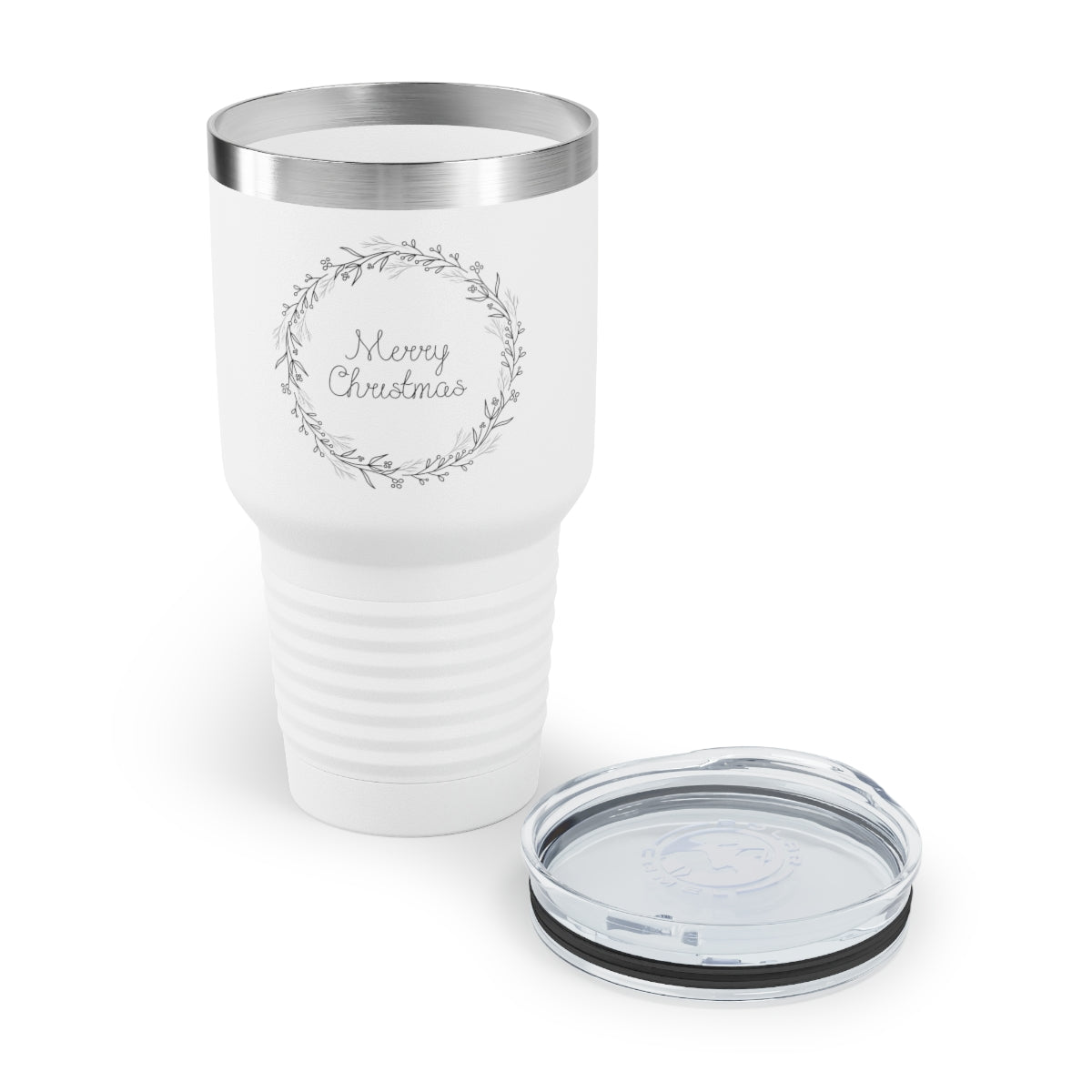 30oz White Ringneck Holiday Tumbler - Black Wreath