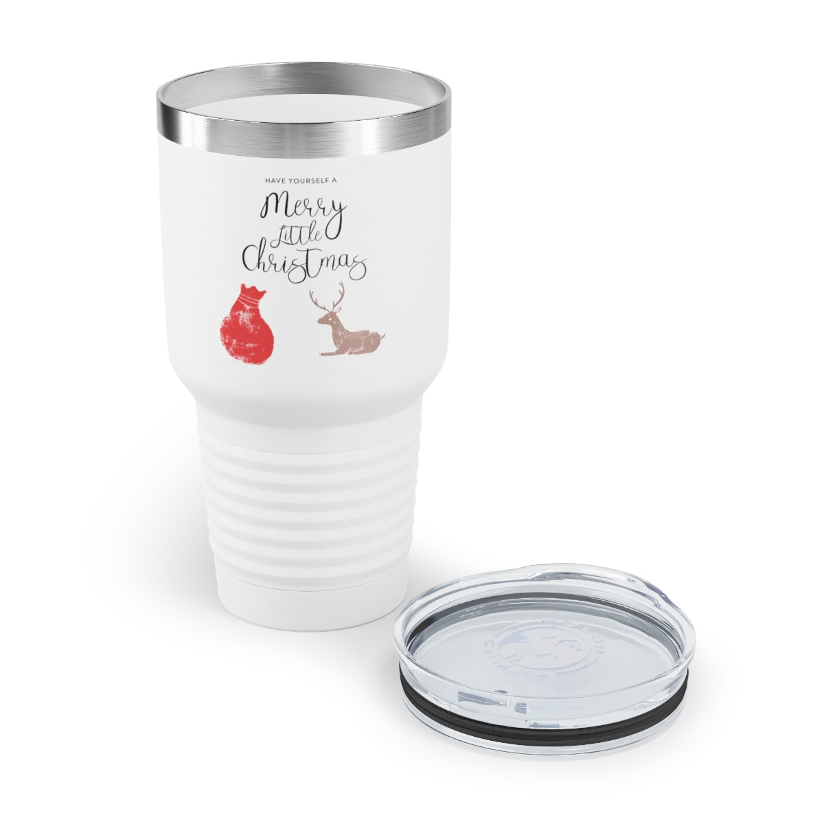 30oz White Ringneck Holiday Tumbler - Merry Little Christmas