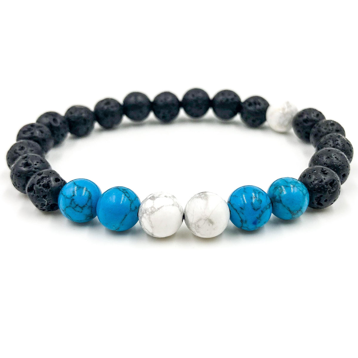 Central - White Howlite, Turquoise Howlite, & Ebony Blackwood