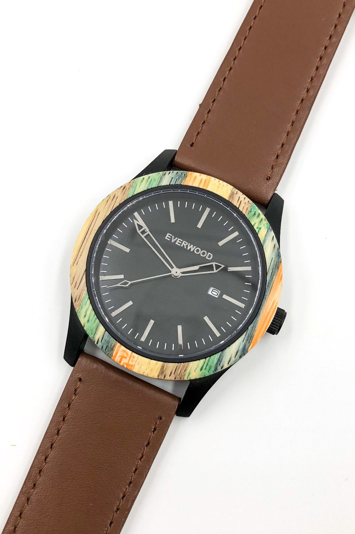 Multi Bamboo &amp; Brown Leather Inverness Watch