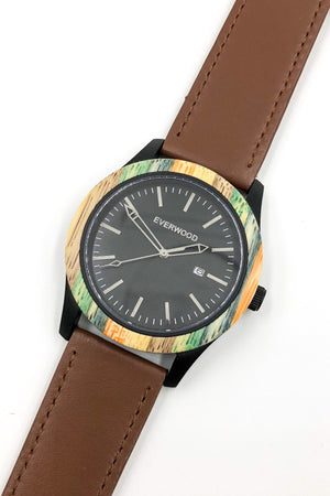Multi Bamboo & Brown Leather Inverness Watch
