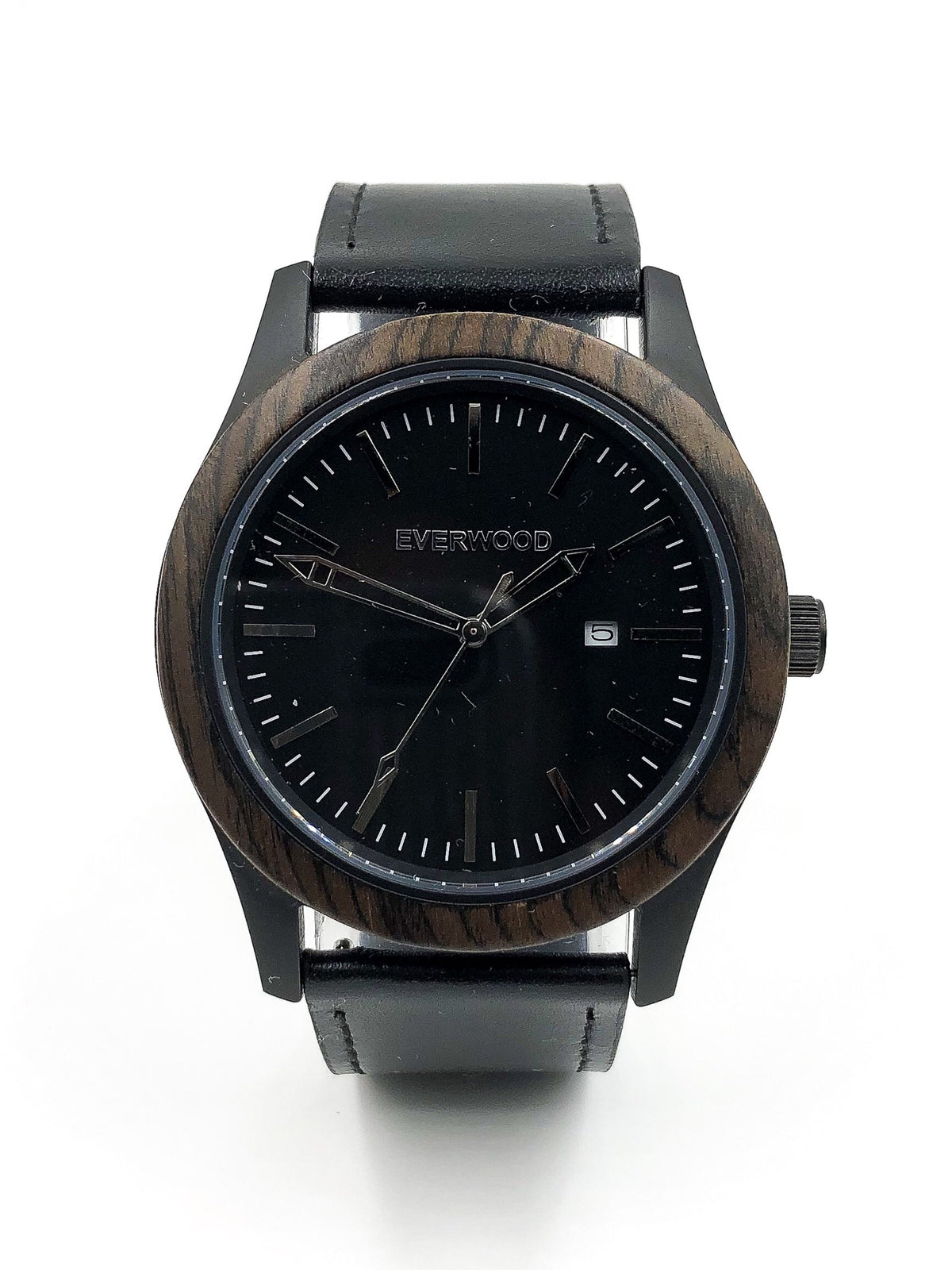 Walnut &amp; Black Leather Inverness Watch