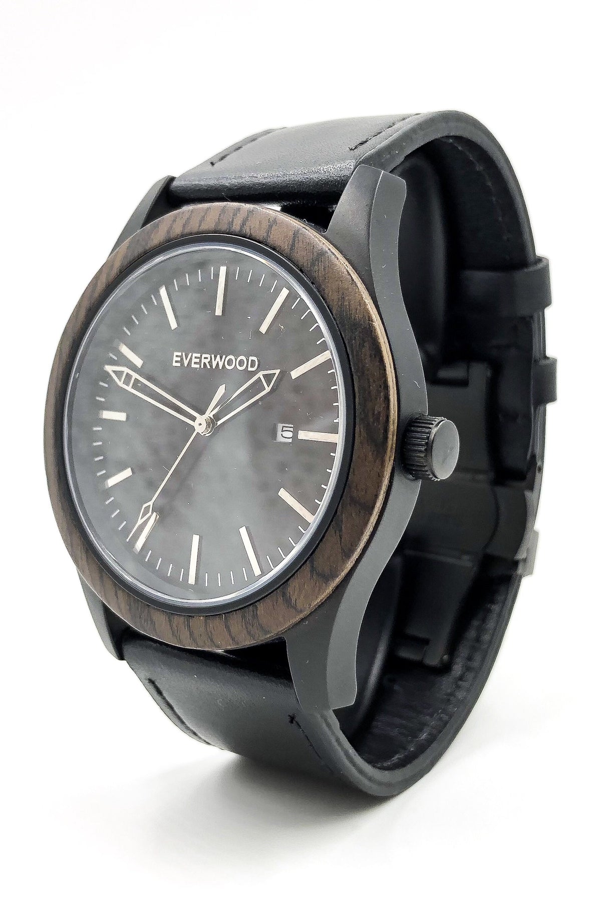 Walnut &amp; Black Leather Inverness Watch