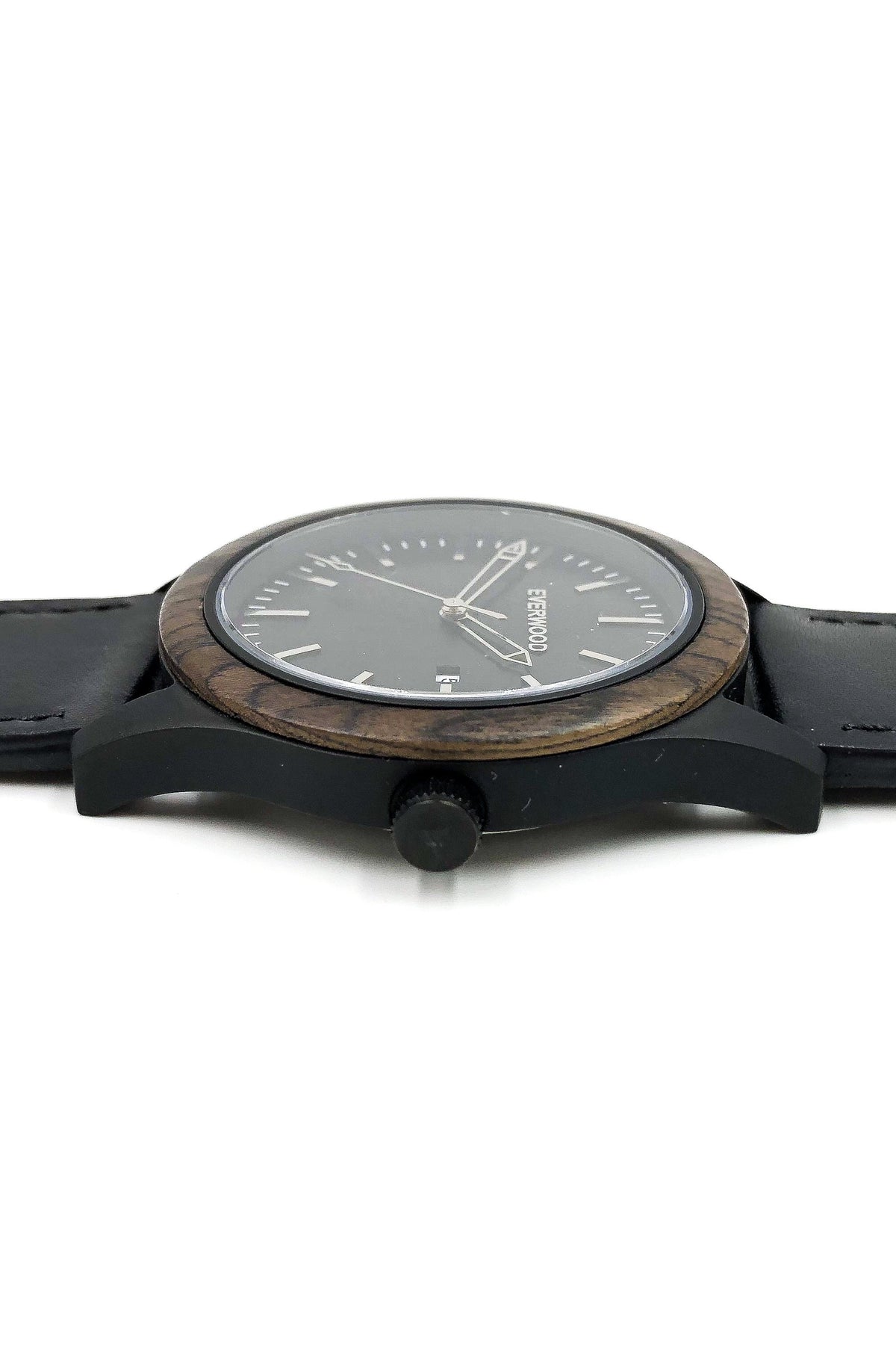 Walnut &amp; Black Leather Inverness Watch