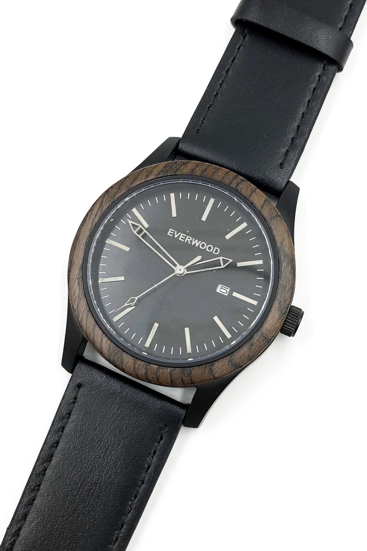 Walnut &amp; Black Leather Inverness Watch