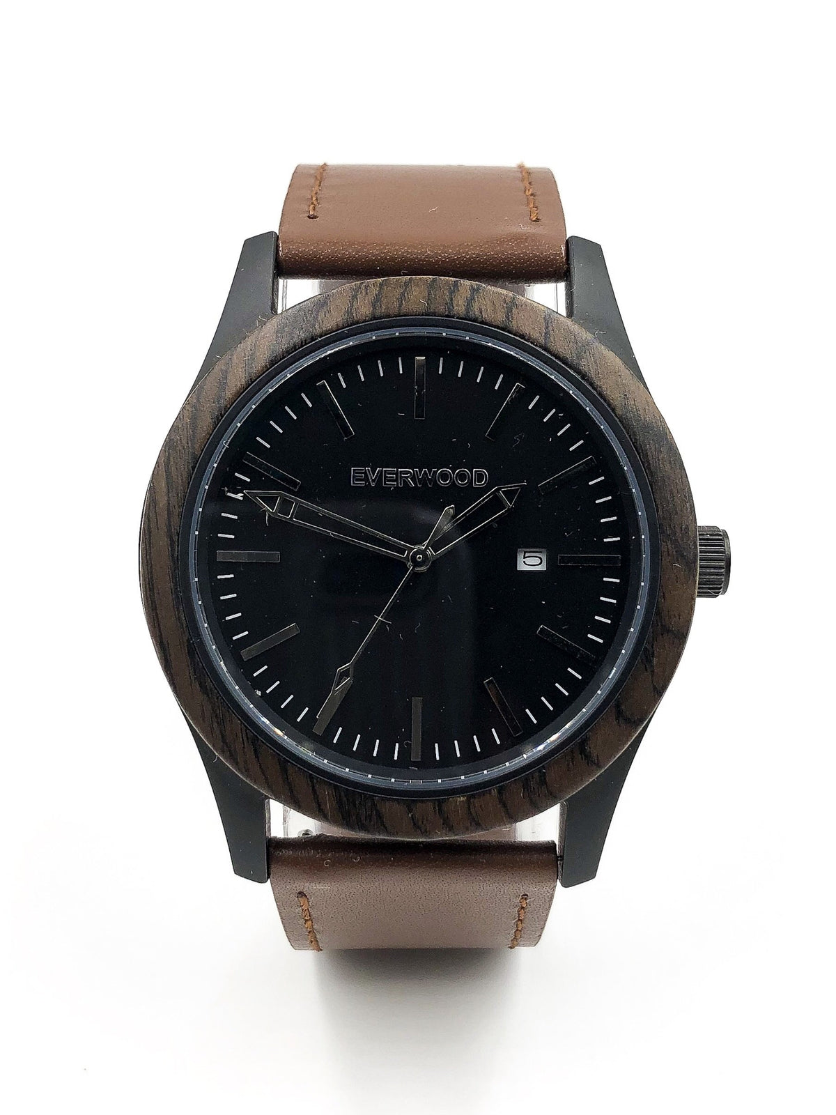 Black Walnut &amp; Brown Leather Inverness Watch